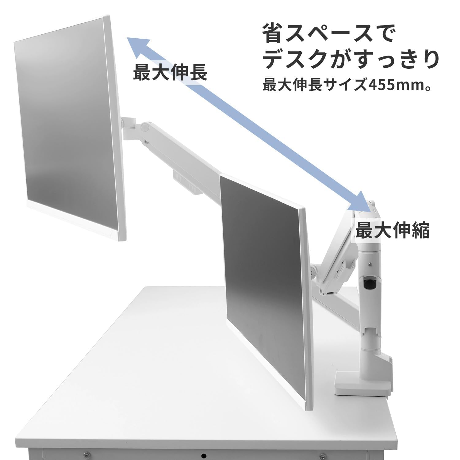 Amazon.co.jp: モニターアーム デュアル 黒 ブラック 2画面 上下 ガス